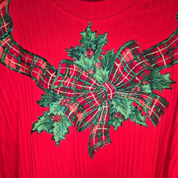 REPUBLIC RED RIBBED CHRISTMAS HOLIDAY SWEATER LARGE 0273 - Picture 4 of 8
